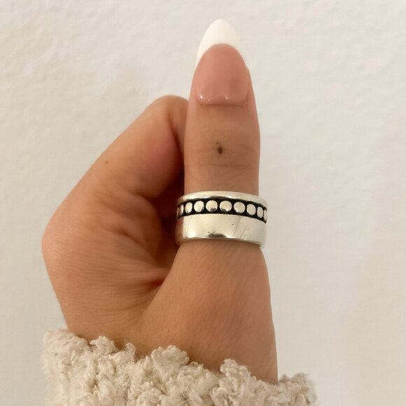 925 Sterling Silver Chunky Ring Vintage Ring Thick Wide Ring Band - Picture 9 of 9